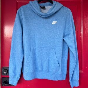 Women's Nike Blue Wide Neck Hoodie Sweater Warm Winter Workout Lifting